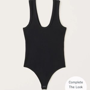 Abercrombie black ribbed scoop neck bodysuit NWT